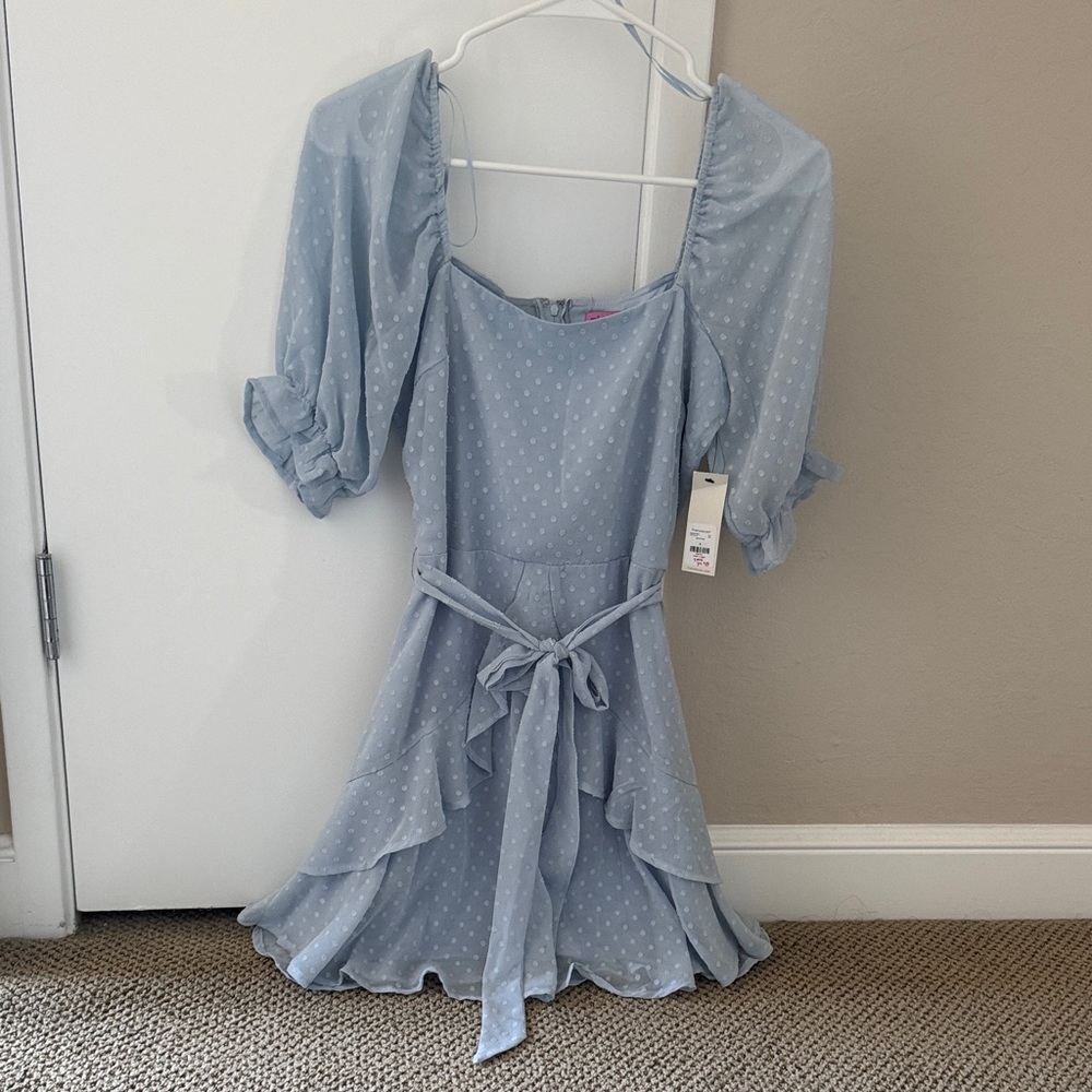 Francesca's Collections Light Blue Textured Dress